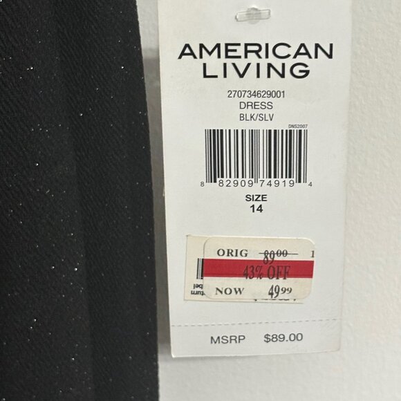 American Living Black Sparkle Faux Wrap Dress Midi Size 14 NWT - Picture 6 of 6